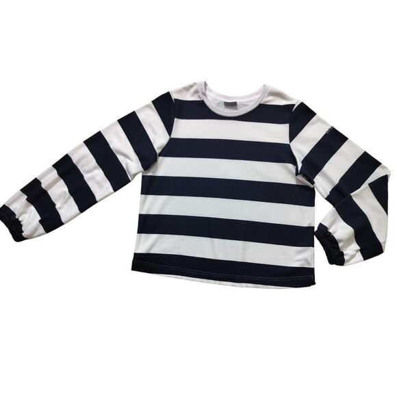 Columbia women navy blue white striped long sleeve Top size M - Picture 2 of 11